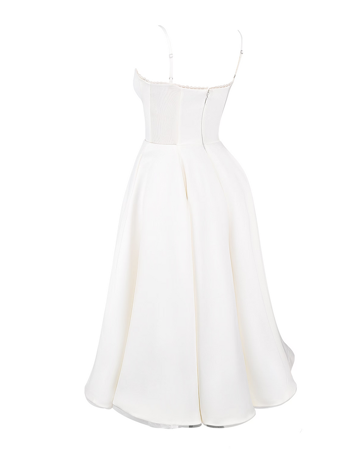 Ophira | Elegantes Korsett-Midi-Kleid für Damen mit Spaghettiträgern