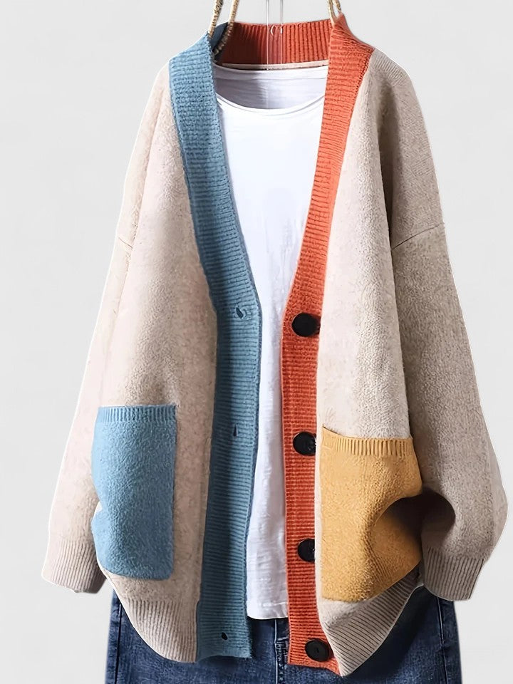 Liane | Bequemer Cardigan für Damen mit Batik-Optik und V-Ausschnitt