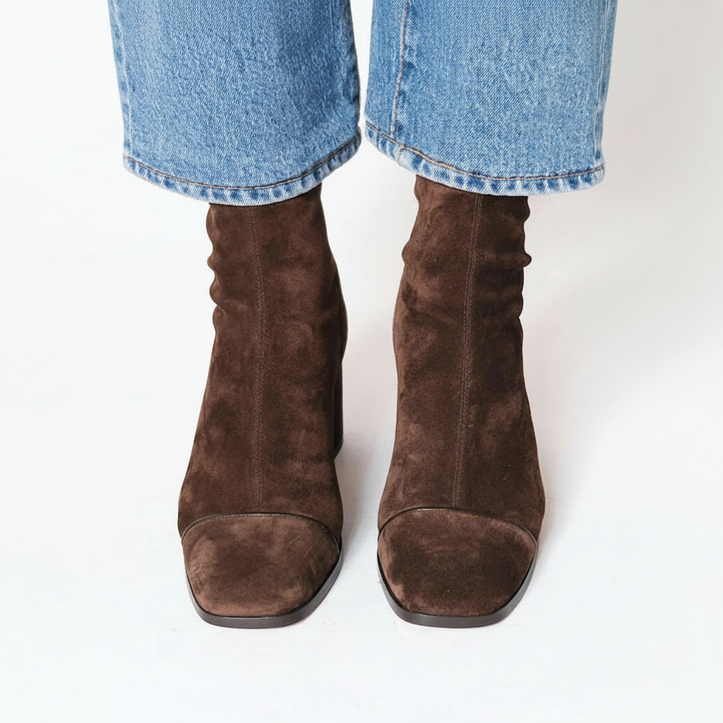 Lily | Stilvolle Wildleder-Ankle Boots Stiefel für Damen mit Quadratzehen