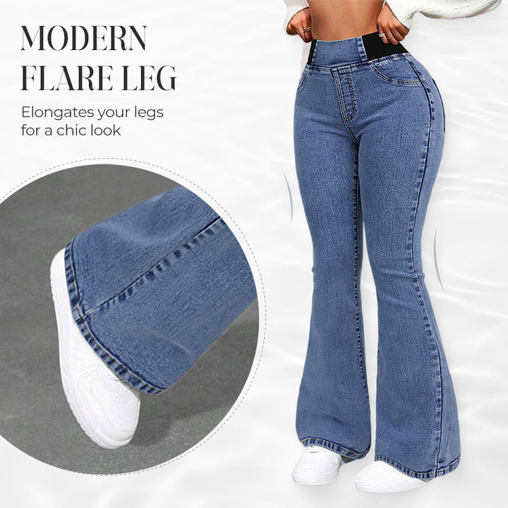 Damenjeans für Damen mit hohem Bund und dehnbaren Beinen