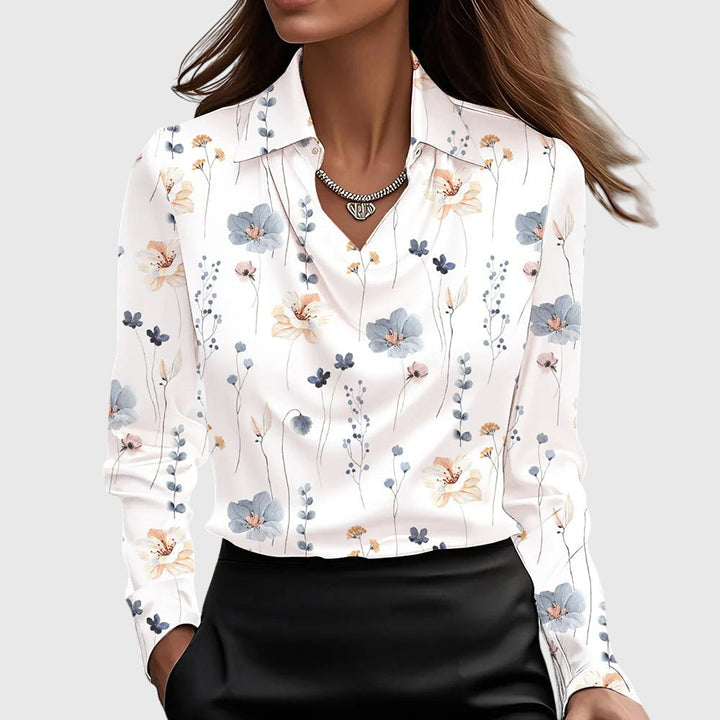 Brooklyn | Elegante Bluse für Damen mit V-Ausschnitt und langen Ärmeln