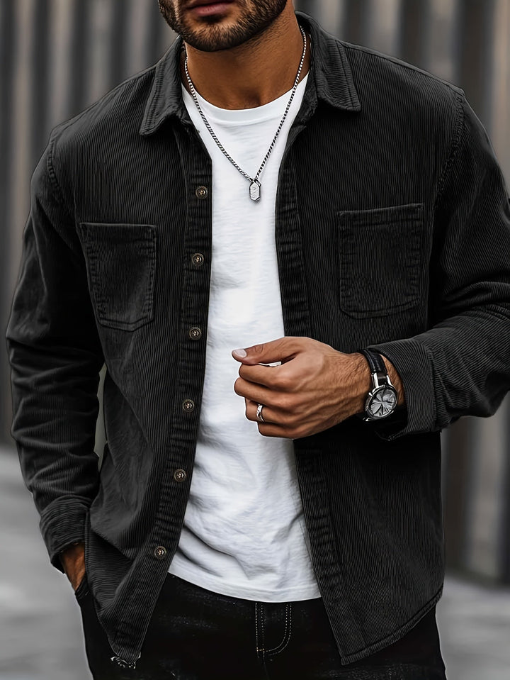 Lukas | Herren Langarm-Overshirt mit Knöpfen und Taschen