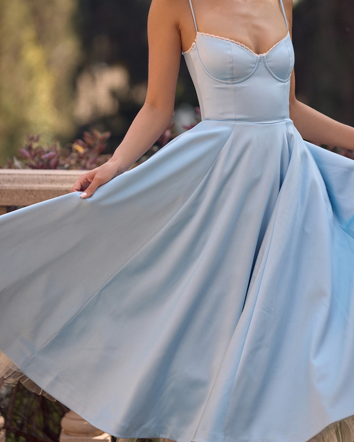 Ophira | Elegantes Korsett-Midi-Kleid für Damen mit Spaghettiträgern