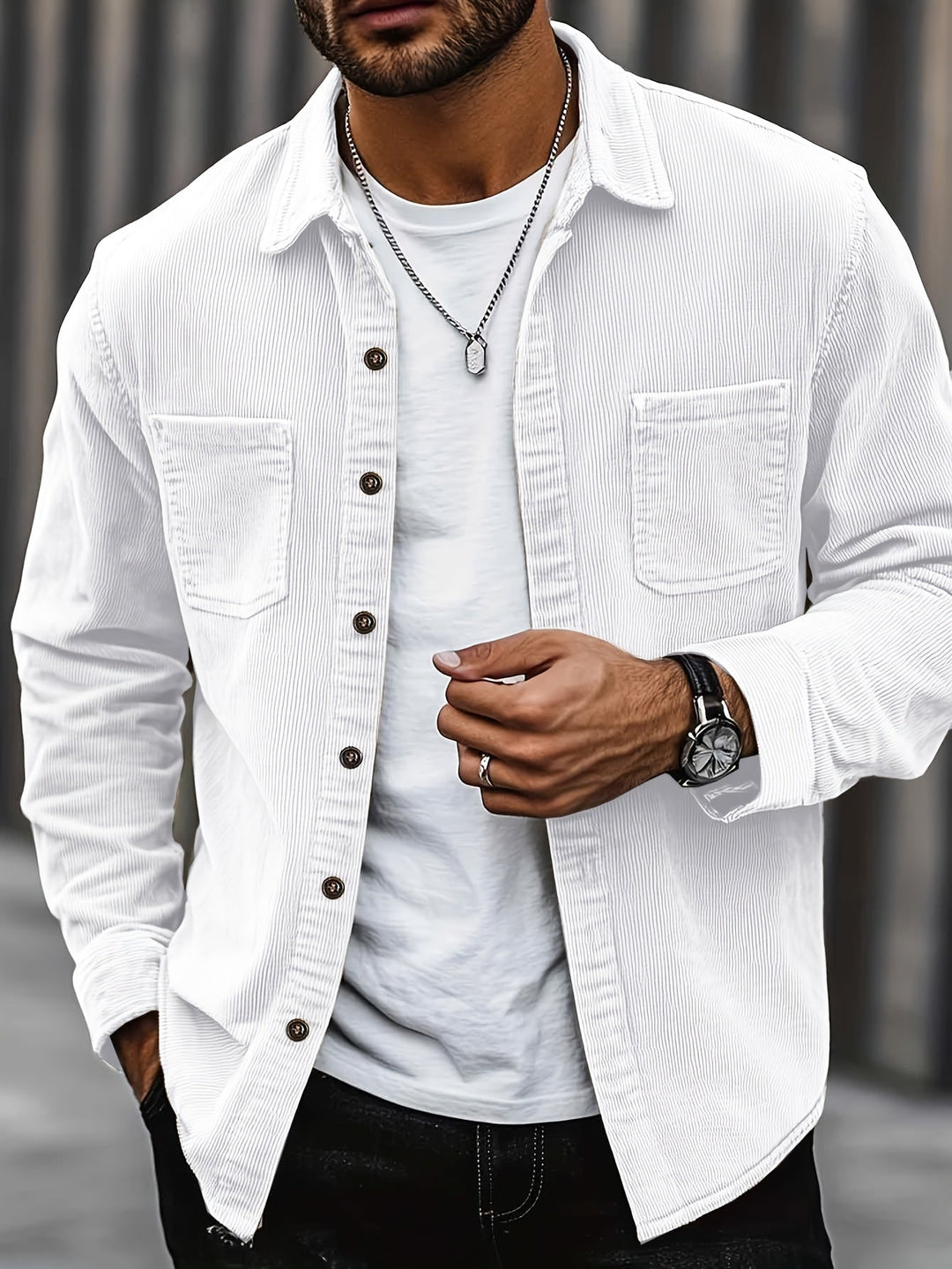 Johan | Herren Cordhemdjacke mit langen Ärmeln
