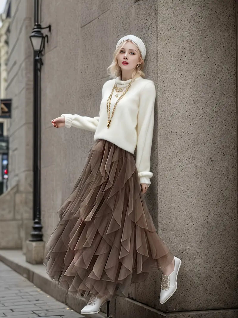 Cecil | Stilvoller Mesh-Layered Tutu-Rock für Damen