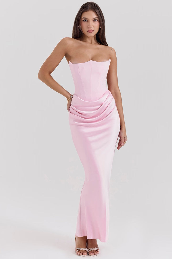 Hera | Elegantes Retro-Einfarbiges Trägerloses Partykleid für Damen