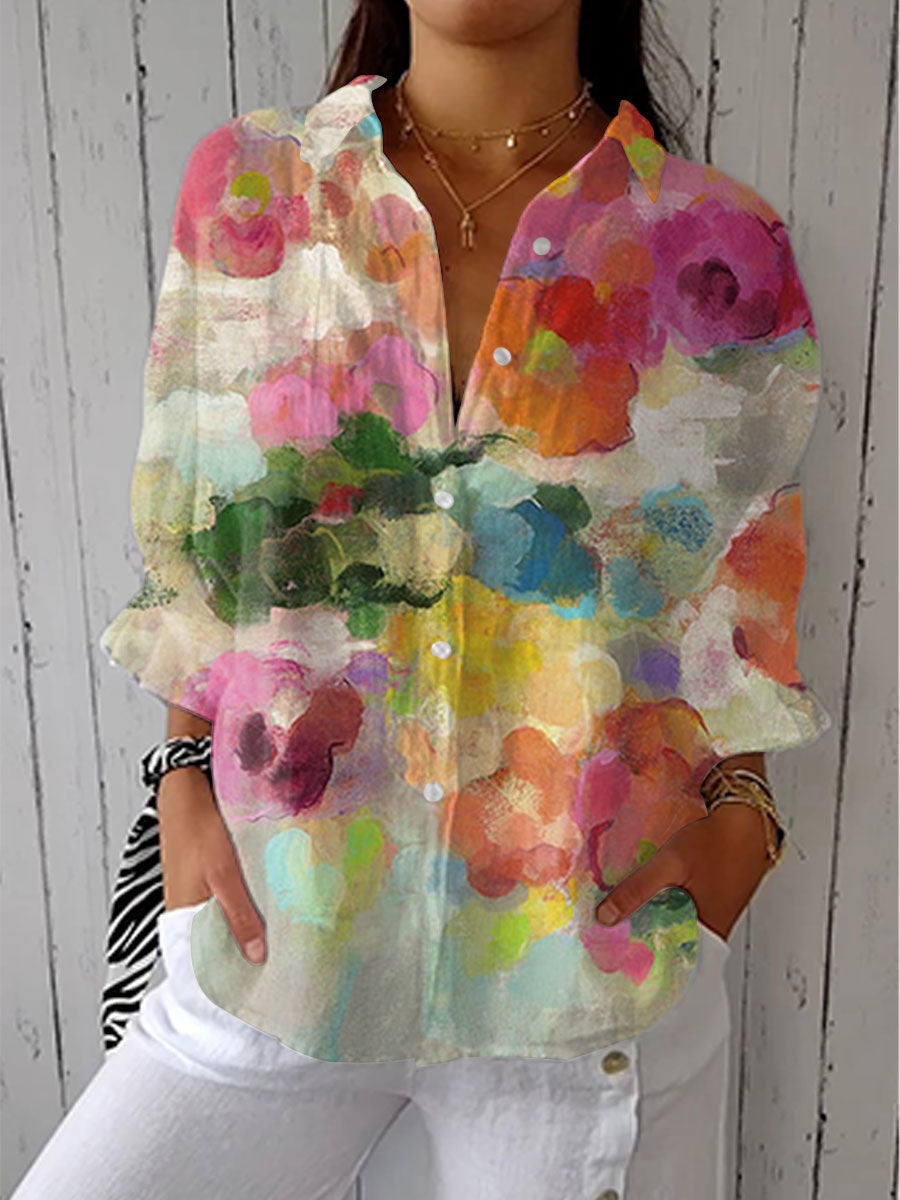 Elara | Aquarellträume Bluse mit Blumenmuster