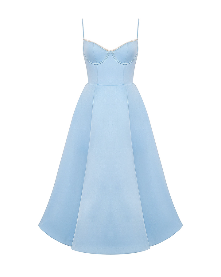 Ophira | Elegantes Korsett-Midi-Kleid für Damen mit Spaghettiträgern