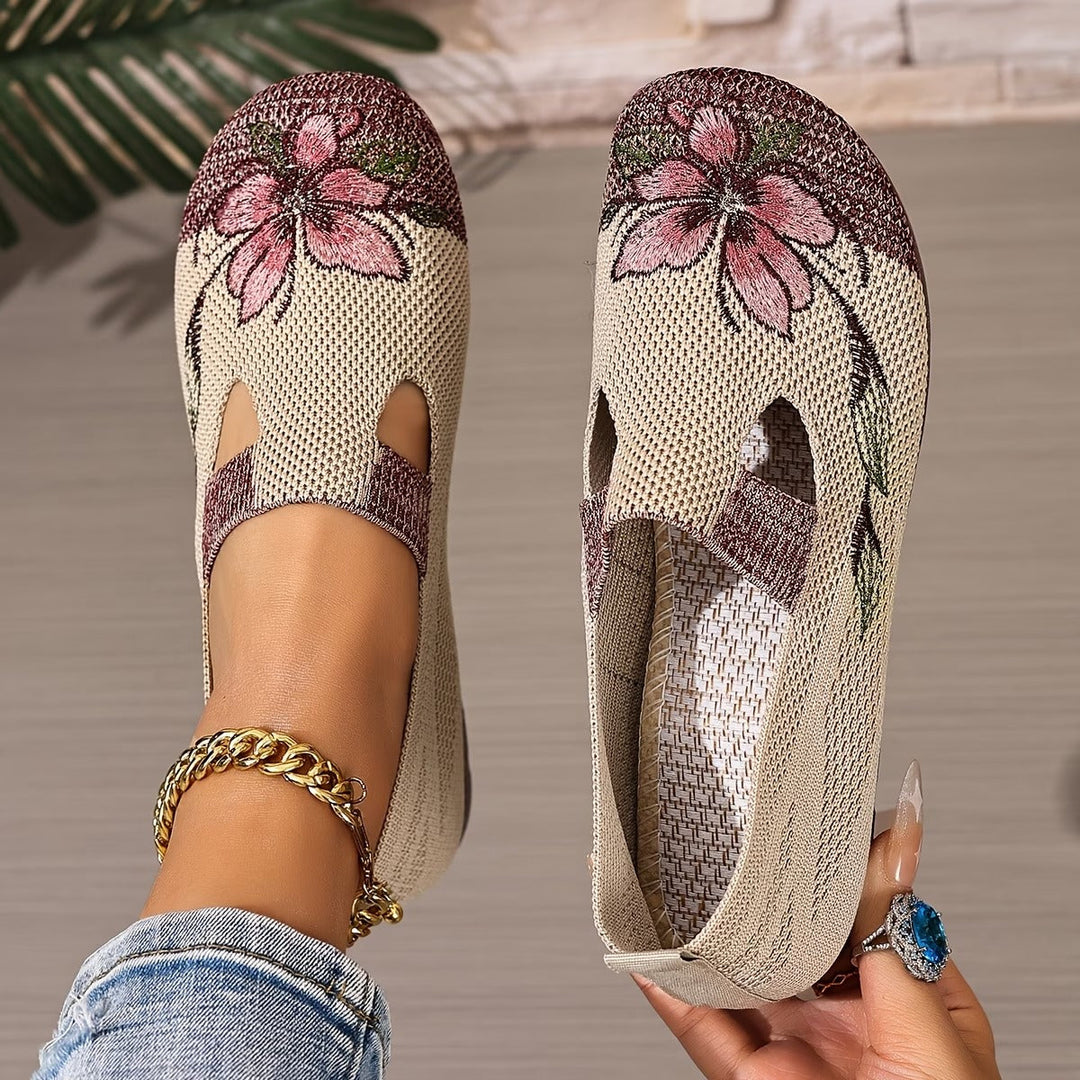 Schicke bestickte atmungsaktive Damenschuhe für Damen mit Blumenmuster