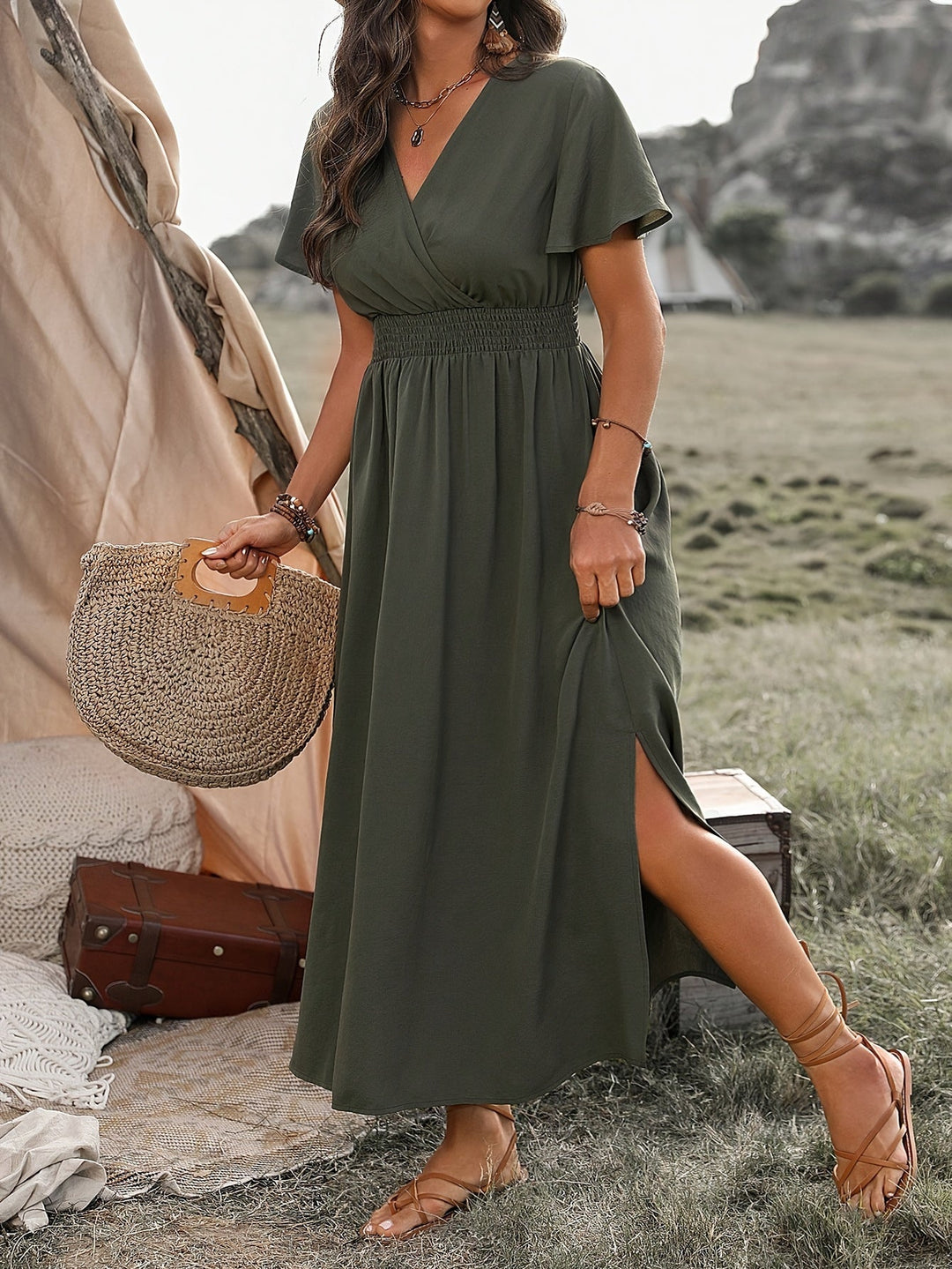 MARY | Elegantes Sommerkleid mit V-Ausschnitt und langen Ärmeln