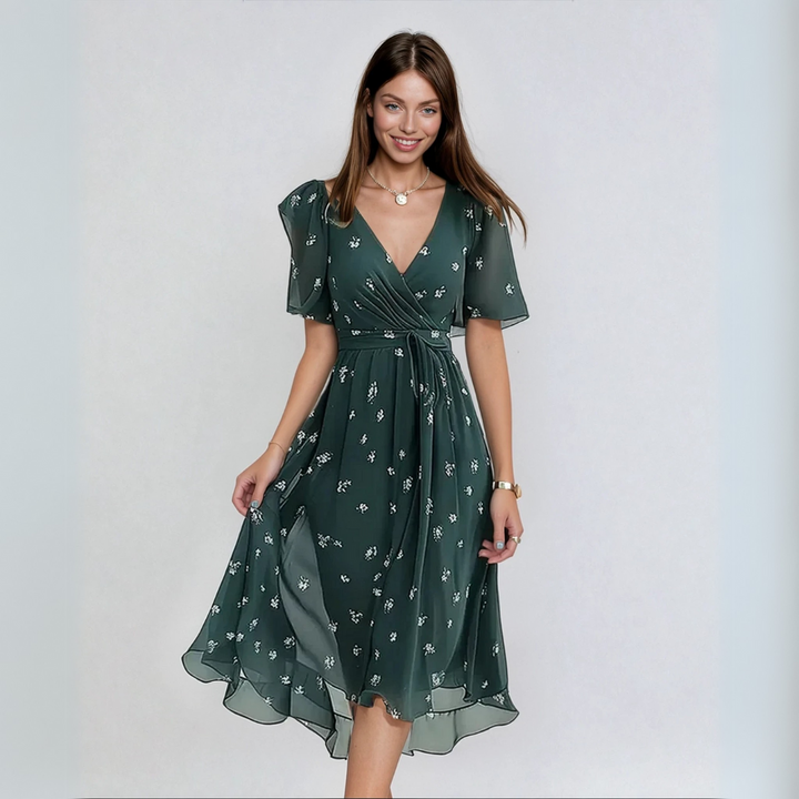 Lina | Elegantes Kurzarmkleid mit kurzen Ärmeln