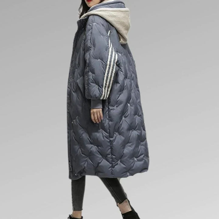 Lily | Langer Gefütterter Wintermantel für Damen mit Kapuze und langen Ärmeln