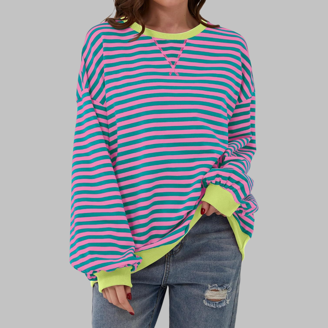LUKA | Gestreiftes Langarm-Casual-Sweatshirt für Damen mit Rundhalsausschnitt