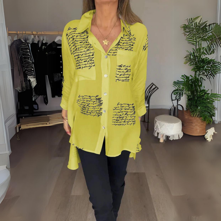 Carla | Handgeschriebene Button-Up-Bluse mit langen Ärmeln