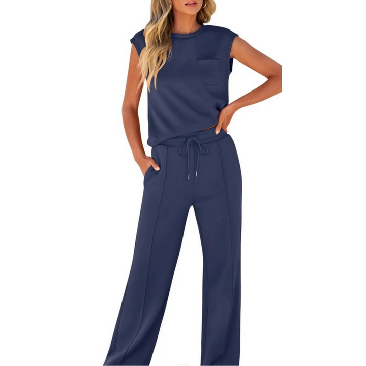 Kai | Lässiges Soft Lounge Co-Ord Set für Damen mit Rundhalsausschnitt