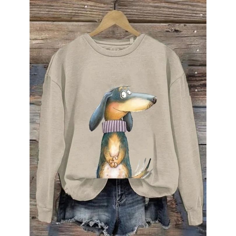 Damen Sweatshirt mit langen Ärmeln und Rundhalsausschnitt