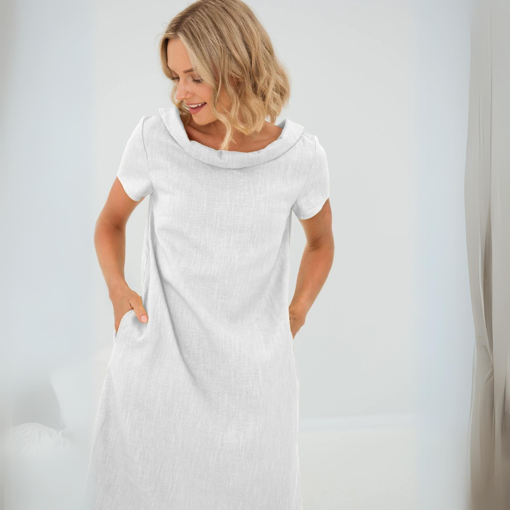Damen Minikleid mit kurzen Ärmeln und Taschen