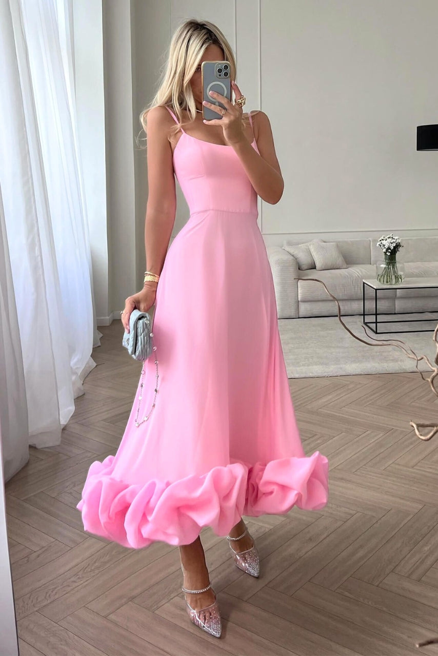 Ariana | Anmutiges Fließendes Midikleid für Damen mit eckigem Ausschnitt