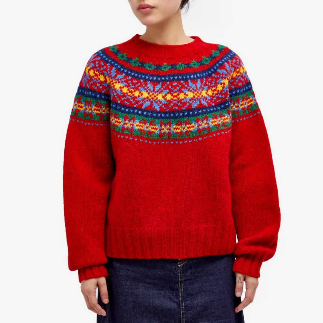 Vintage Carlotta Pullover für Damen mit Rundhalsausschnitt und langen Ärmeln