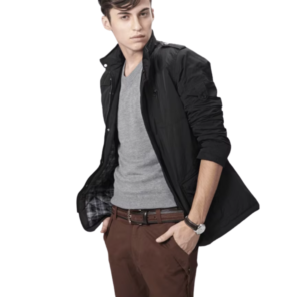 Elegante winddichte Jacke für Herren mit langen Ärmeln