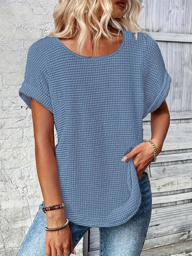 Oliv | Bequemes Rundhals-T-Shirt mit Rundhalsausschnitt