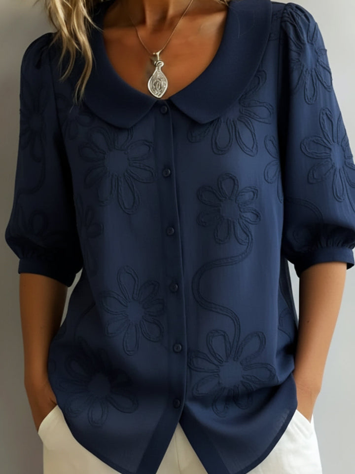 Aurélie | Leichte Bluse für Damen mit floralem Design und V-Ausschnitt