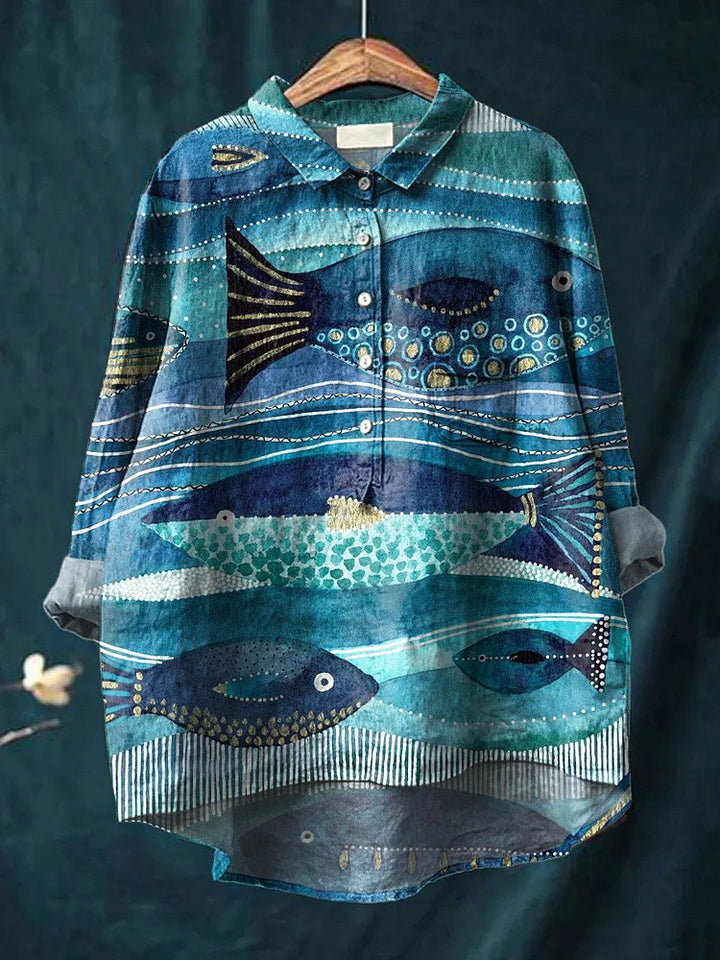 Jax | Ozean Kunst Shirt mit langen Ärmeln
