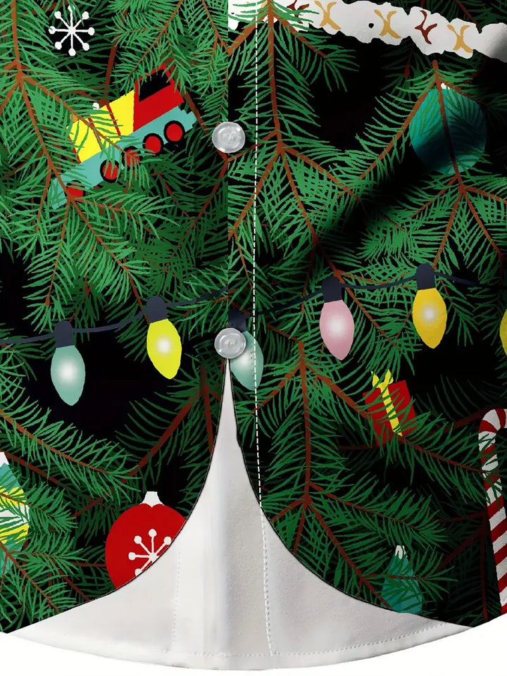 Weihnachten | Hemd für Herren mit Baummuster und langen Ärmeln