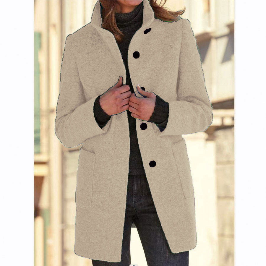 Sheena | Moderner eleganter langer Mantel für Damen mit langen Ärmeln