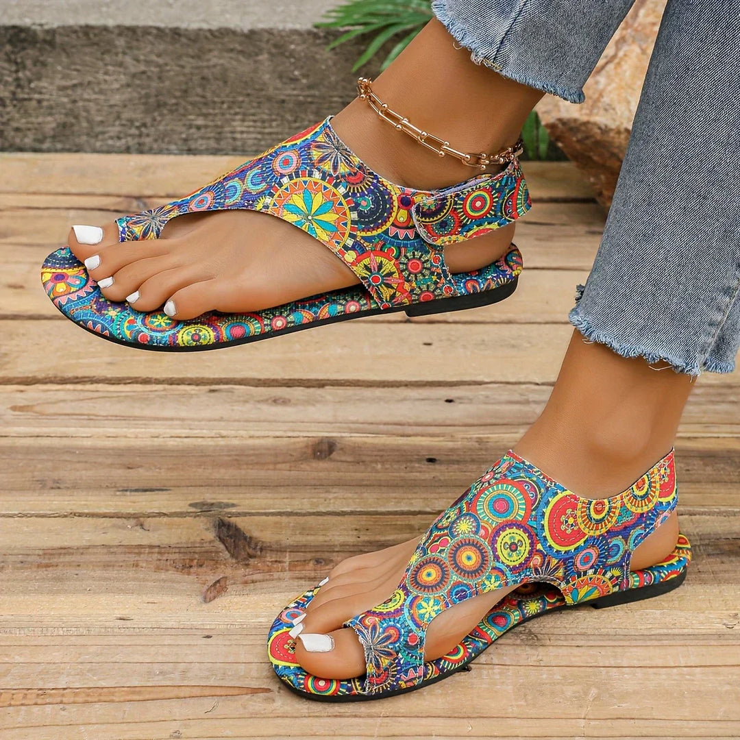 Rosa | Vintage Bohemian Sandalen für Damen mit flachem Absatz