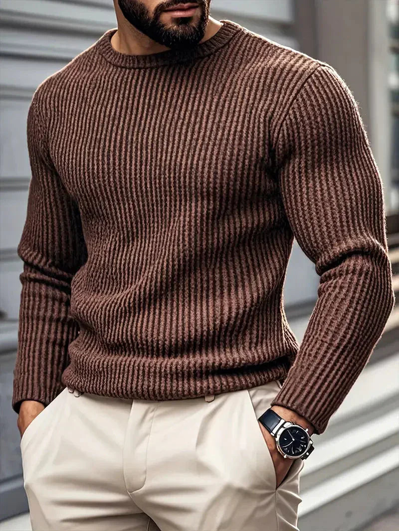 Brit und Boho | Logan Luxe Strickpullover mit Rundhalsausschnitt und langen Ärmeln