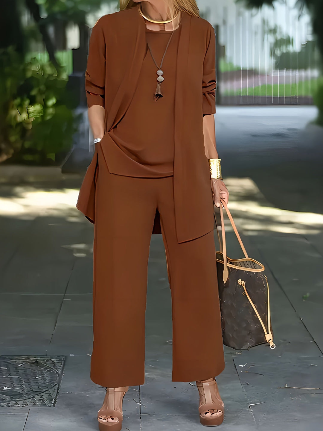 Layla | Stilvolles Chic Drei-Teile-Set für Damen mit Rundhalsausschnitt