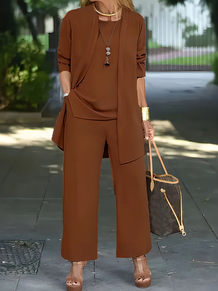 Layla | Stilvolles Chic Drei-Teile-Set für Damen mit Rundhalsausschnitt