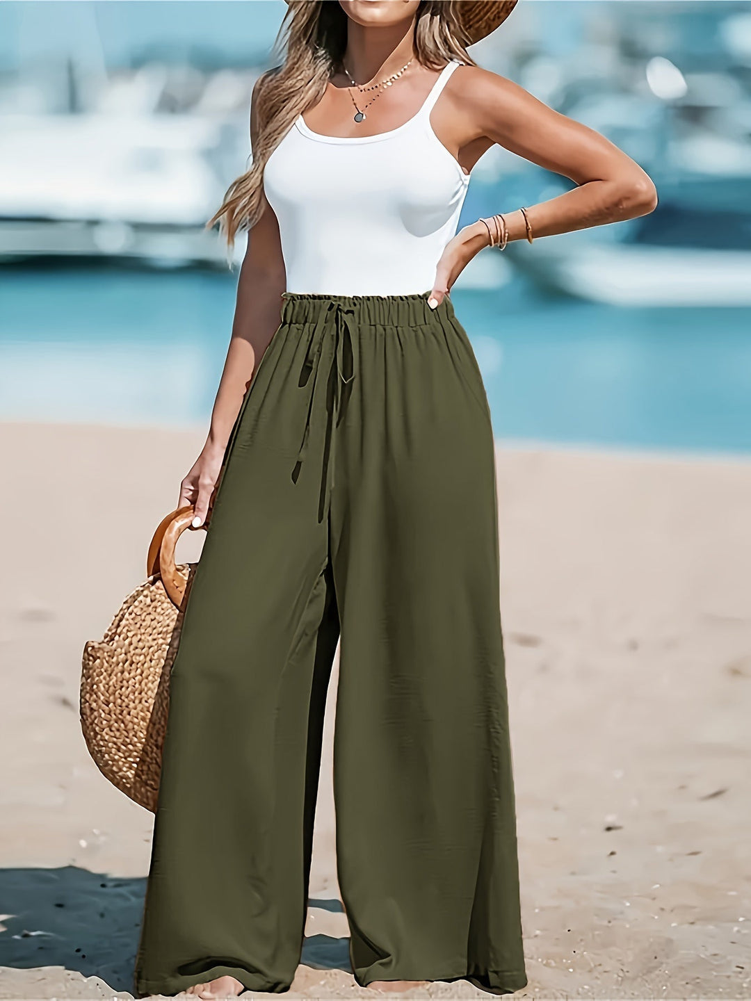 Avery | Atmungsaktive Hochtaillierte Weite Hosen für Damen