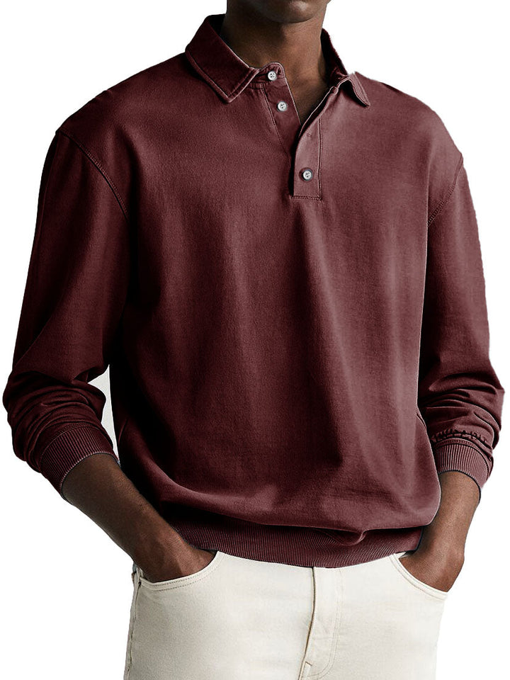 Victor | Herren Vintage Polo mit langen Ärmeln Poloshirt