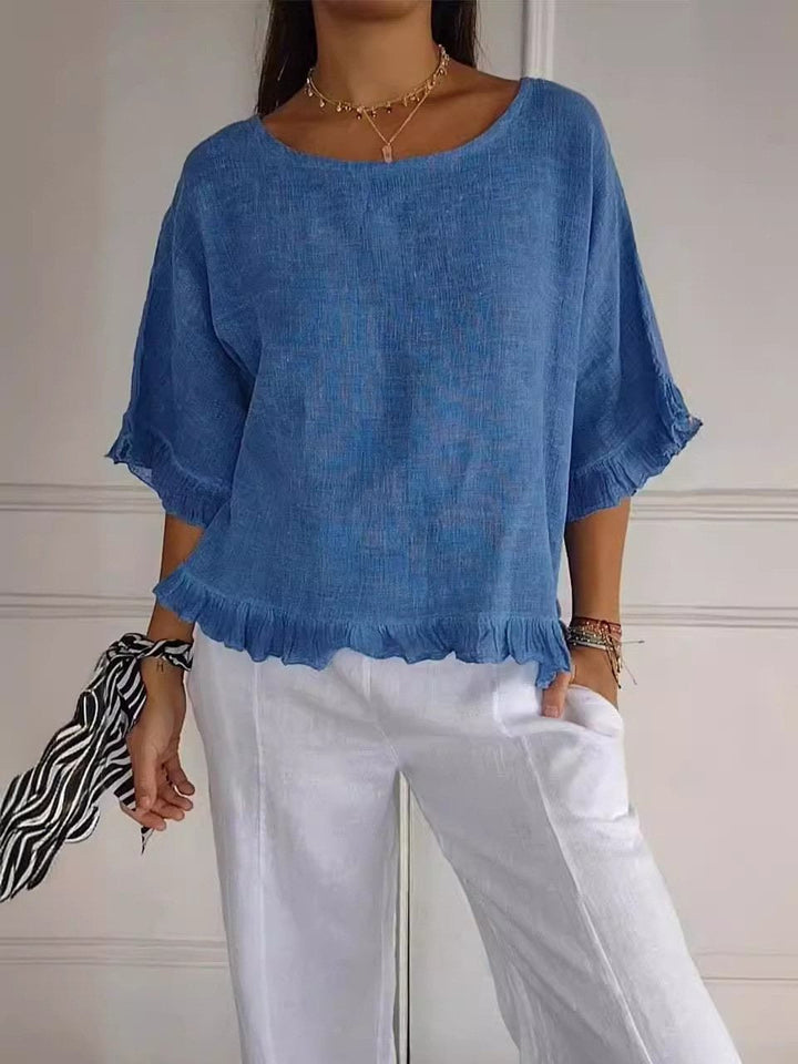 Claudia | Lässige elegante Bluse für Damen mit Rundhalsausschnitt