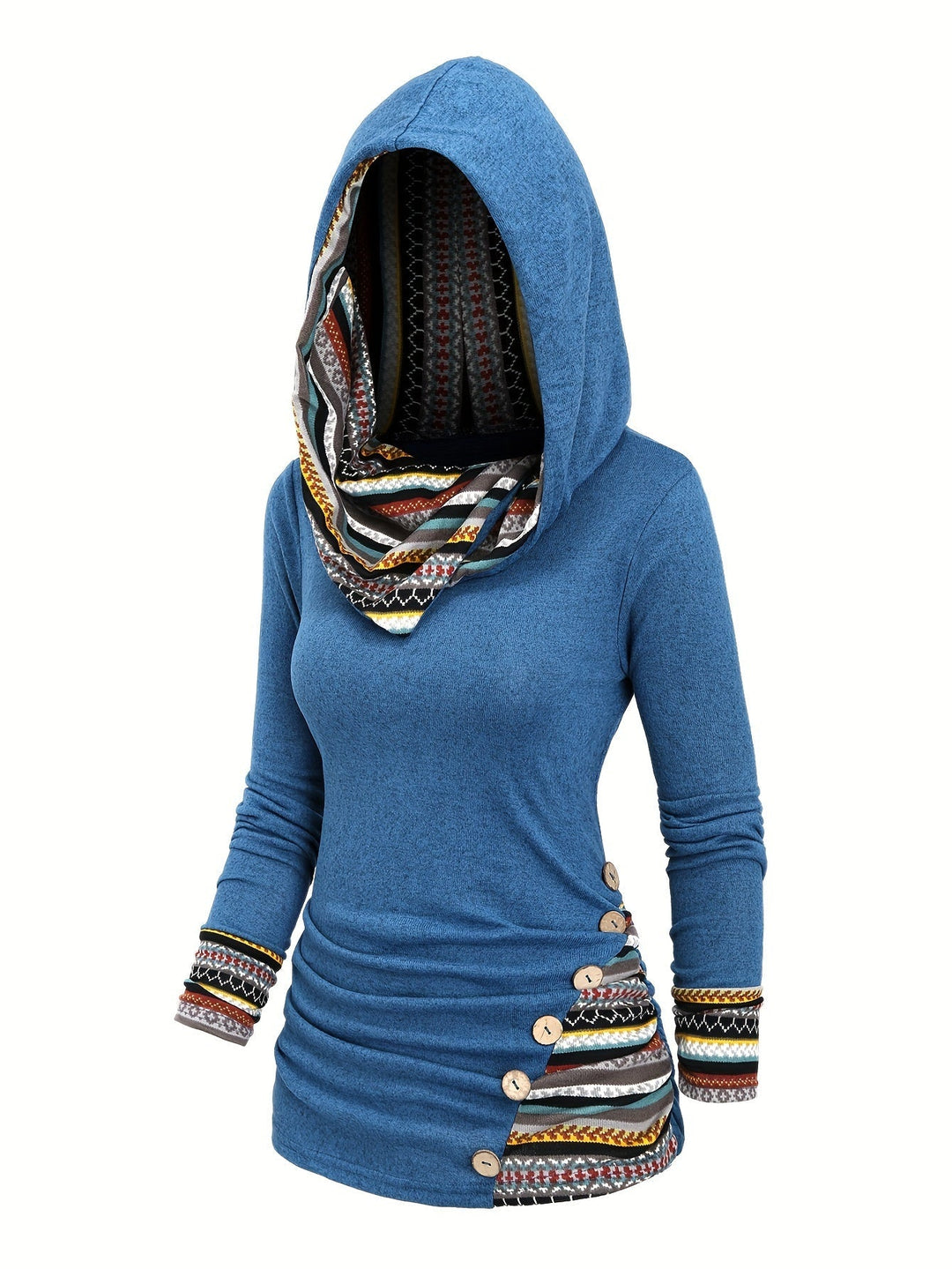 Fenna Elegante Langarmbluse für Damen mit Kapuze und langen Ärmeln