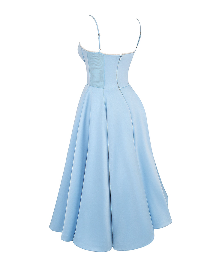 Ophira | Elegantes Korsett-Midi-Kleid für Damen mit Spaghettiträgern