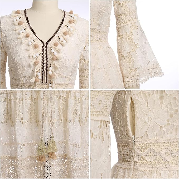 Amary | Boho-Maxikleid für Damen mit Blumenmuster und V-Ausschnitt