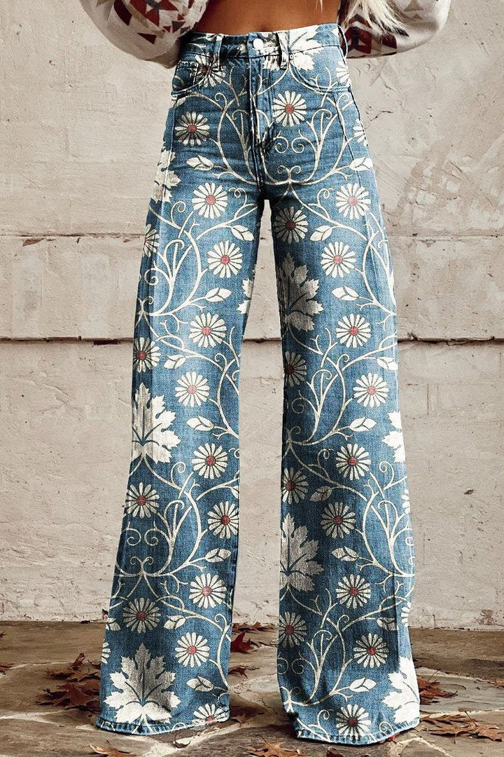 Chloé | Boho Vintage Hose für Damen mit weiter Passform und hohem Bund