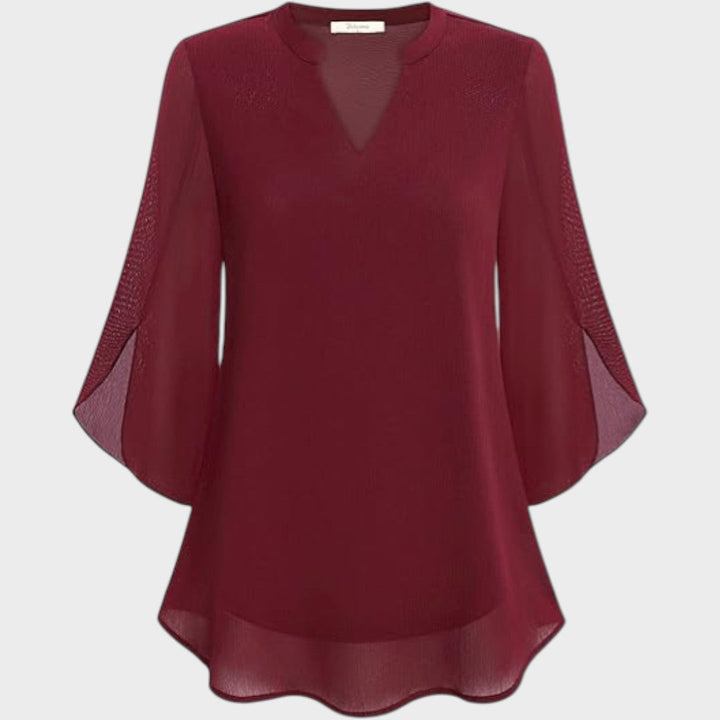 Emma | Stylische Damenbluse für Damen mit V-Ausschnitt und kurzen Ärmeln