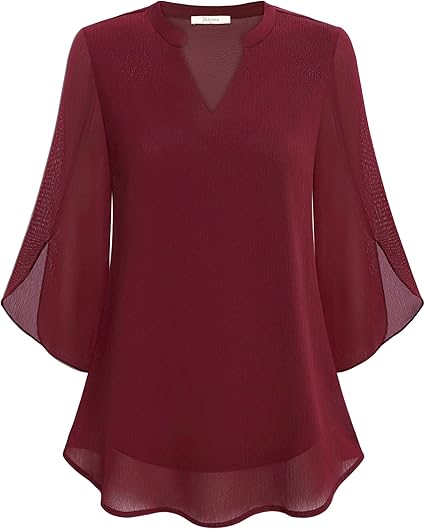 Annelyn | Luxe Geschichtete Bluse für Damen mit V-Ausschnitt und 3/4-Ärmeln