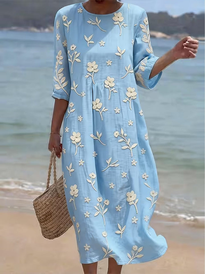 Maxine | Besticktes Halbarm Kleid für Damen mit Blumenmuster