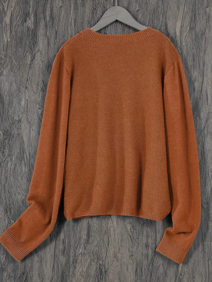 Helene | Damen Strickjacke mit Rundhalsausschnitt, Knöpfen und Tasche