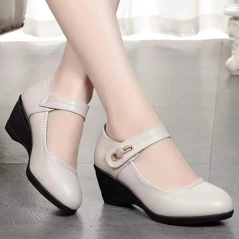 Anna | Damen Keilabsatz Mary-Jane-Schuhe