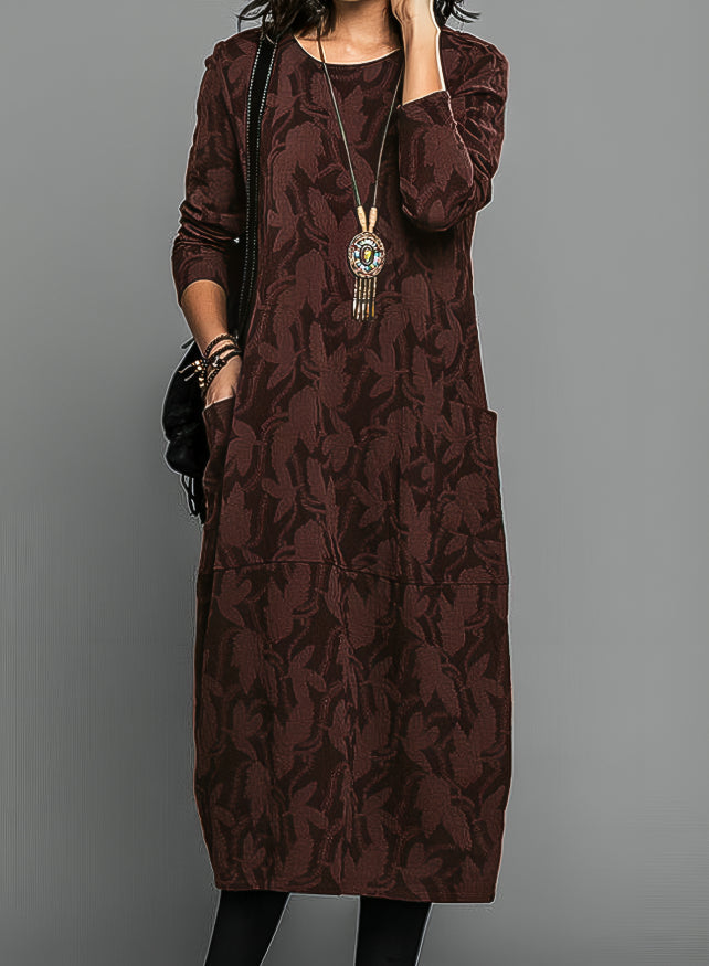 Lea | Lässiges Rundhals Winterkleid für Damen mit Rundhalsausschnitt