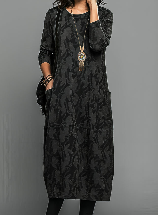 Lea | Lässiges Rundhals Winterkleid für Damen mit Rundhalsausschnitt