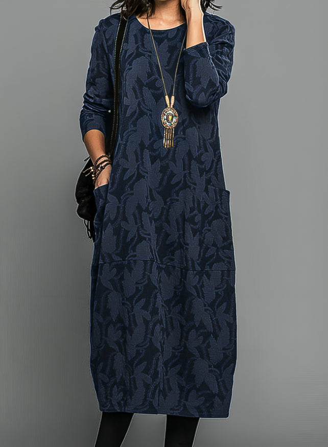 Lea | Lässiges Rundhals Winterkleid für Damen mit Rundhalsausschnitt