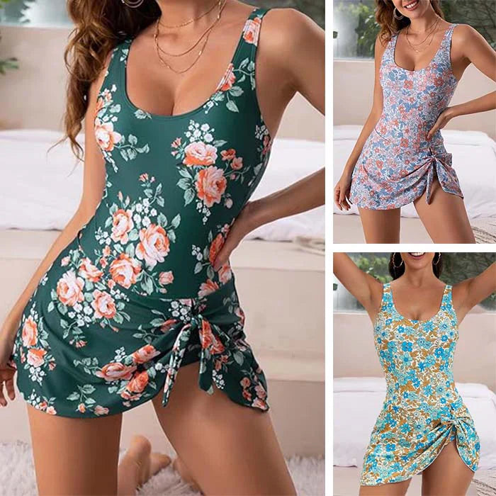 Vielseitiger Damen-Einteiler Badeanzug mit Blumenmuster