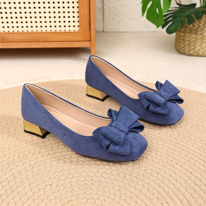 Schicke Damen-Bow-Schuhe mit stylischen dicken Absätzen